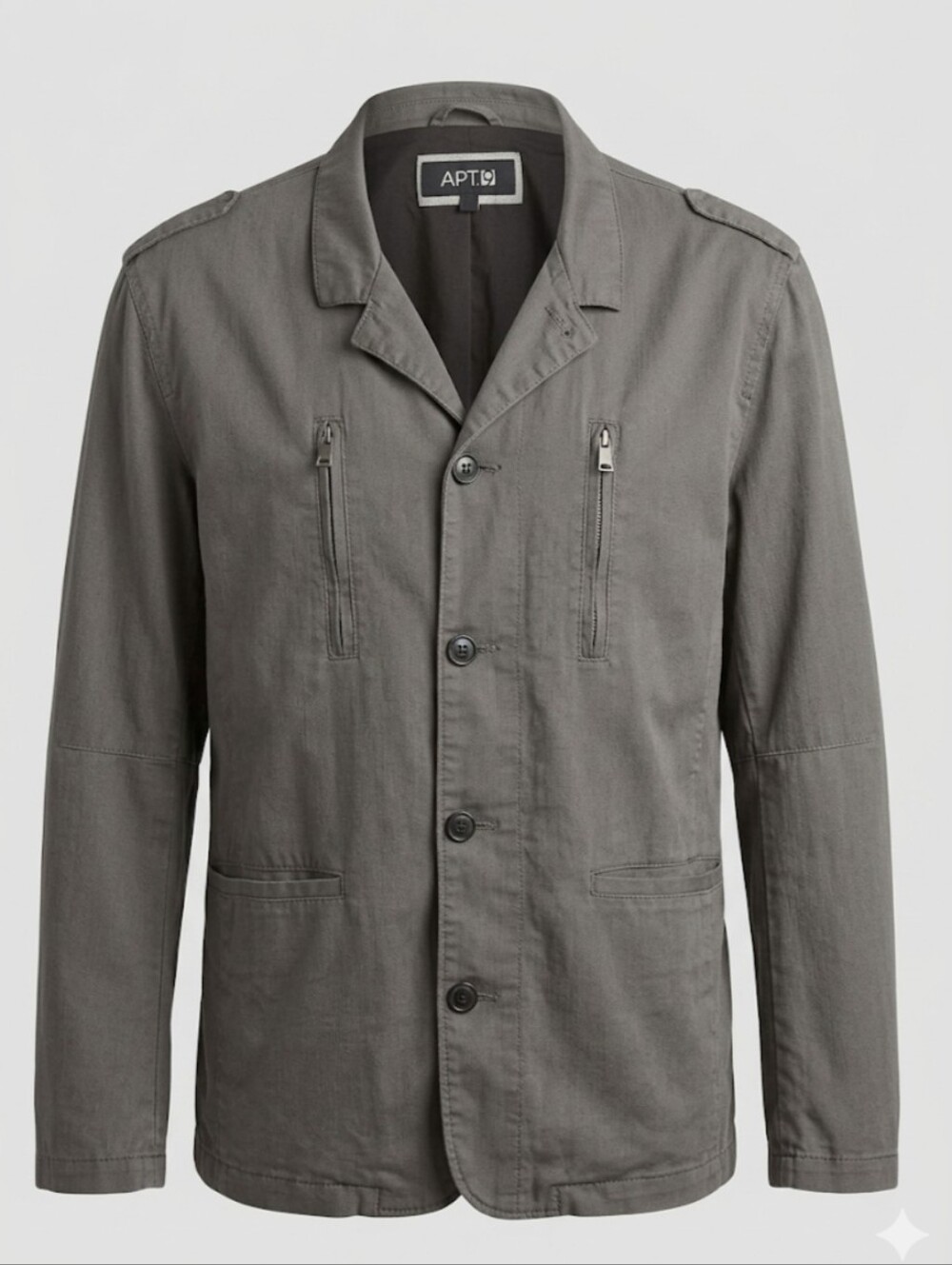 APT. 9 Men's Charcoal Button-Front Lightweight Utility Jacket XXL
